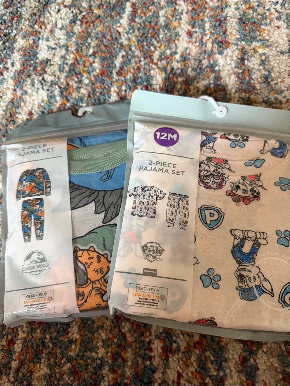 Paw Patrol & Dinosaur 2-Piece Pajama Sets in White and Blue